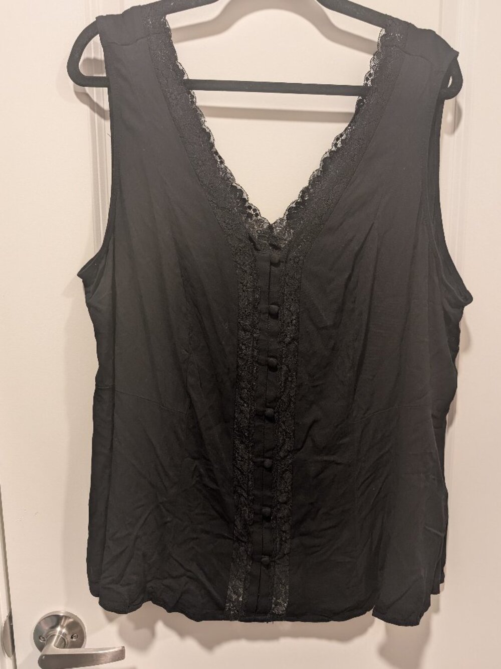 Torrid Black Fit & Flare Peplum Tank Top w Non-Working Buttons (2X) Plus Sz